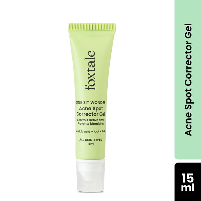 Foxtale Acne Spot Corrector Gel with Azelaic Acid + AHA + BHA for Treating Active Acne in 12 hrs
