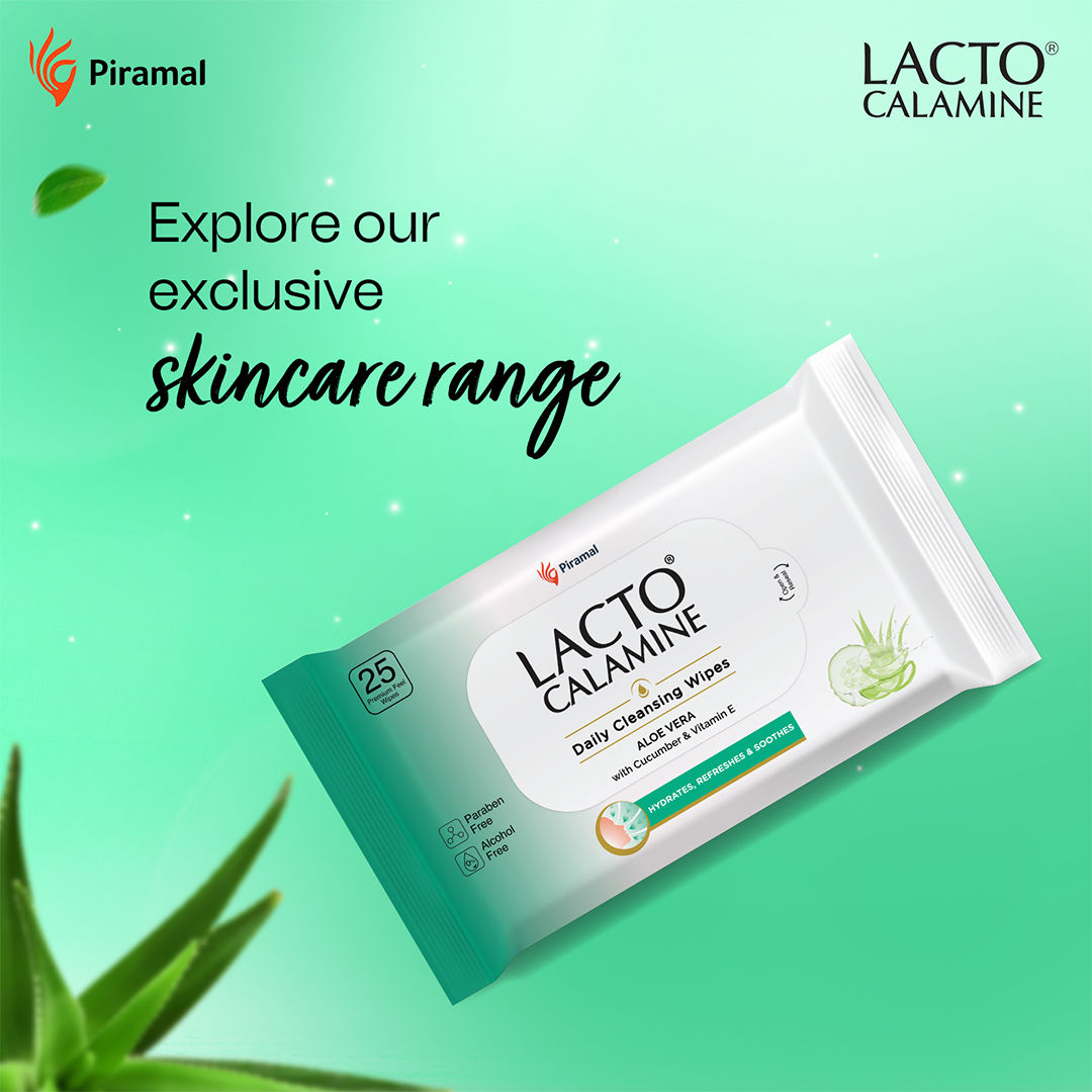 Lacto Calamine Daily Cleansing Face Wipes, Makeup Remover Wipes with Aloe Vera