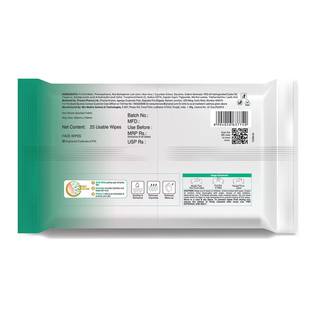 Lacto Calamine Daily Cleansing Face Wipes, Makeup Remover Wipes with Aloe Vera