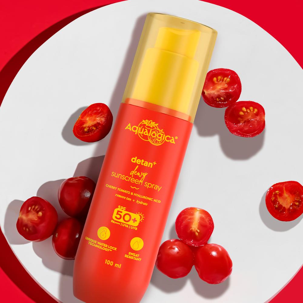 Aqualogica Detan+ Dewy Sunscreen Spray Spf 50+ Pa++++ Oxybenzone Free For All Skin Types