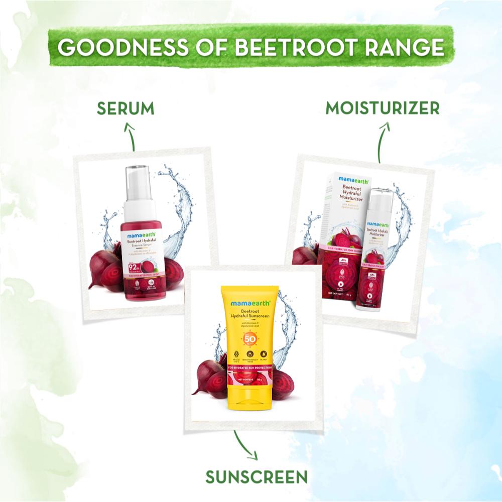 Mamaearth Beetroot Hydraful SPF 50 PA++++ Sunscreen With Hyaluronic Acid for Tan Protection