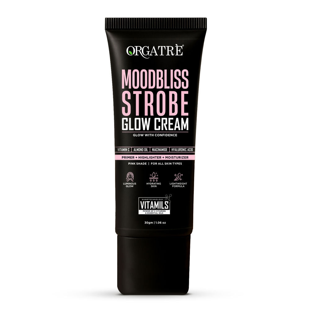 Orgatre Strobe Cream Pink - Instant Glow Highlighter, Primer & Moisturizer Makeup Finish Highlighter
