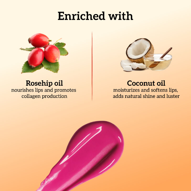 inatur Lip Gloss-Monroe, Classic Red Gloss,Hydrating, Long-Lasting, with Rosehip & Coconut Oil