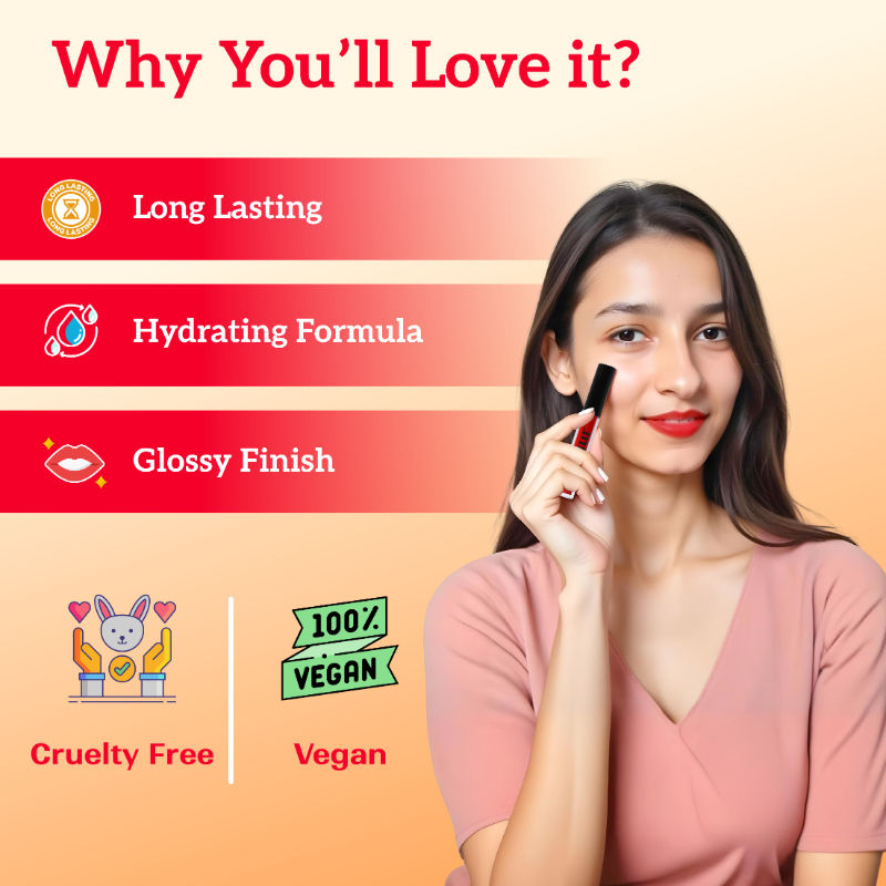 inatur Lip Gloss-Monroe, Classic Red Gloss,Hydrating, Long-Lasting, with Rosehip & Coconut Oil