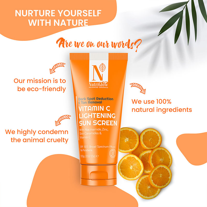 NutriGlow Advanced Organics Vitamin C Lightening Sun Screen SPF 50 PA+++