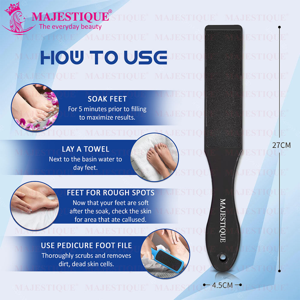 Majestique Double-Sided Foot File for Callus Removal, Smooth Feet - Color May Vary