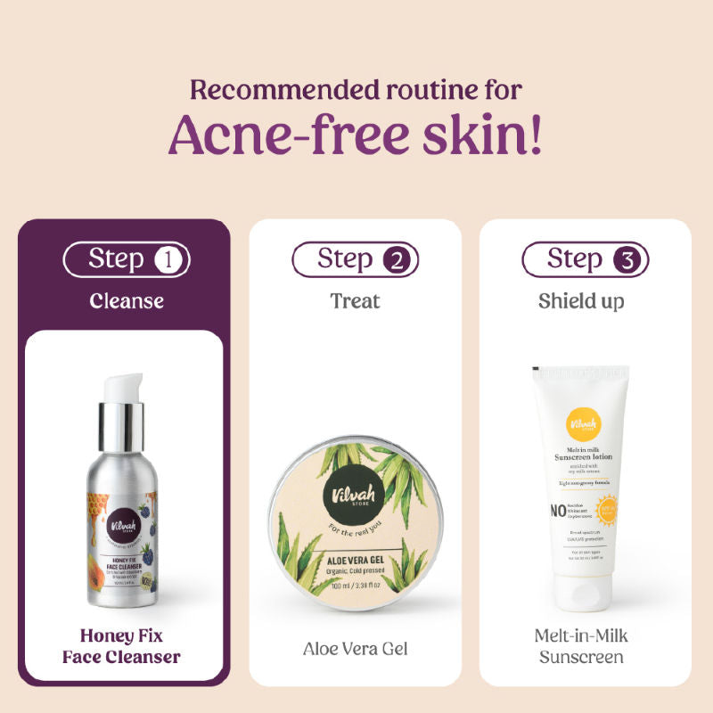 Vilvah Honey Fix Face Wash To Treat Acne, Control Oil & Balance Ph With Honey & Papaya Extract