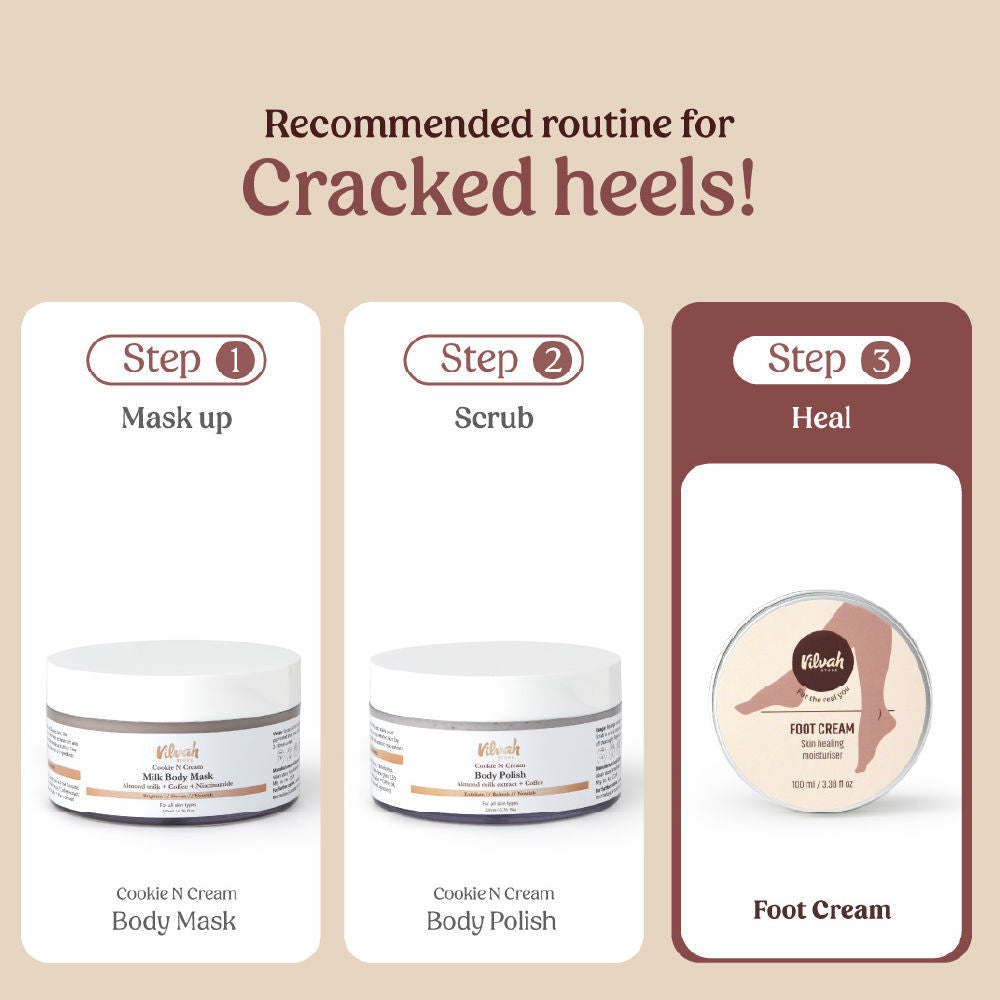 VILVAH Foot Cream For Cracked, Chapped Or Calloused Feet helps Moisturize & Soften Rough Heels