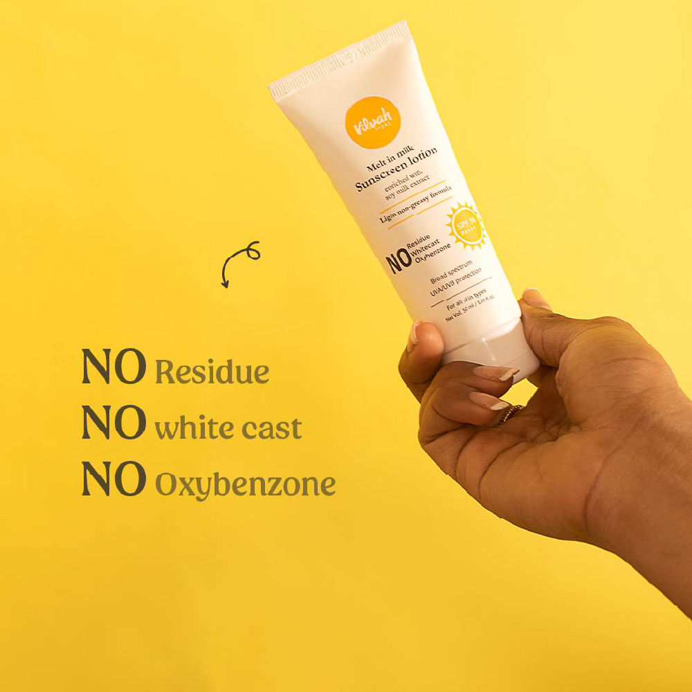 VILVAH Melt-in-milk Sunscreen Acne Safe & Waterproof with SPF 50 PA+++ & No White Cast