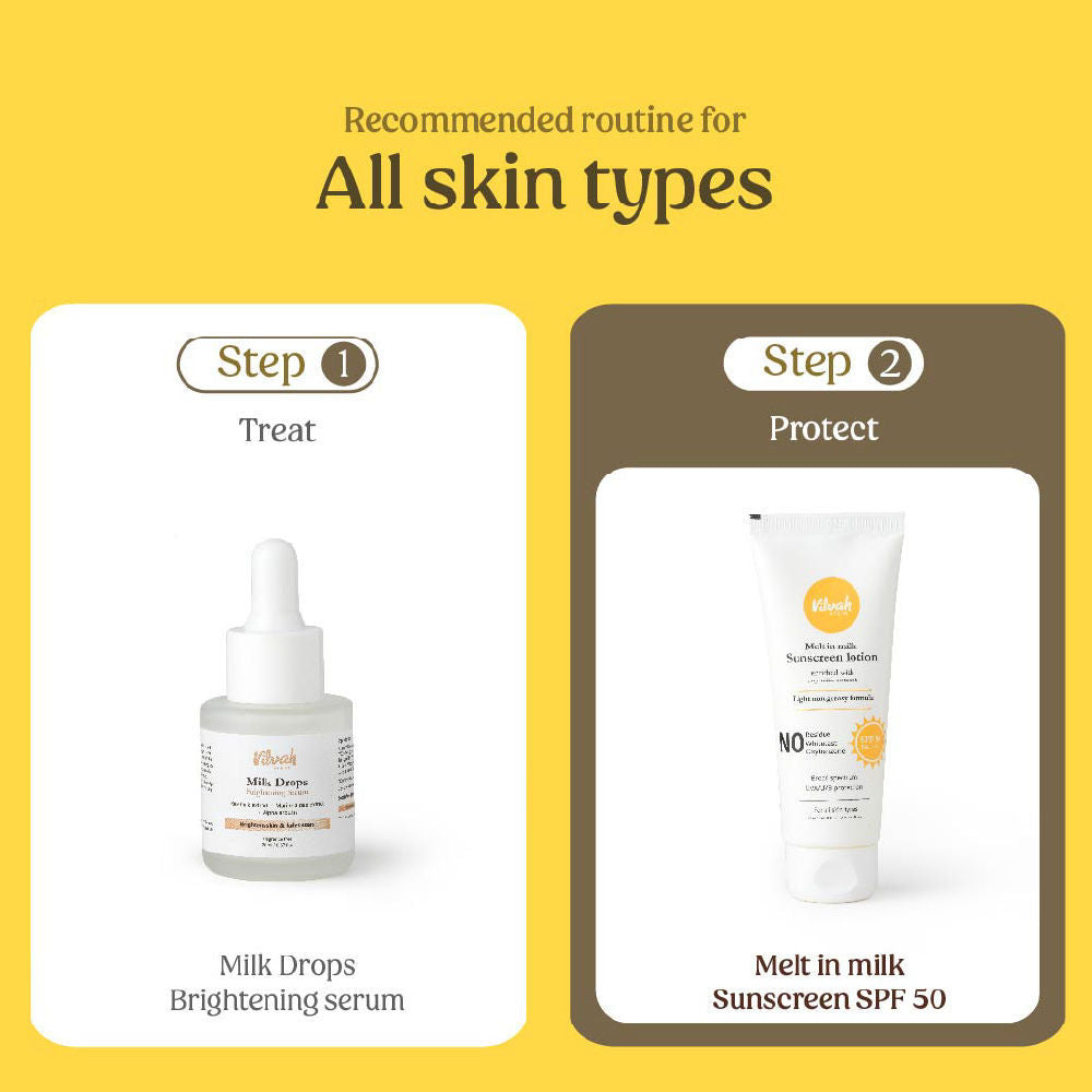VILVAH Melt-in-milk Sunscreen Acne Safe & Waterproof with SPF 50 PA+++ & No White Cast