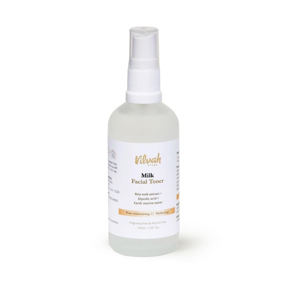 VILVAH Face Toner with Rice Milk extract, Glycolic acid & Earth Marine Water for Pore-minimizing