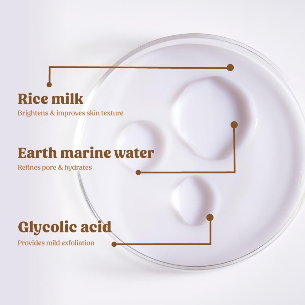 VILVAH Face Toner with Rice Milk extract, Glycolic acid & Earth Marine Water for Pore-minimizing