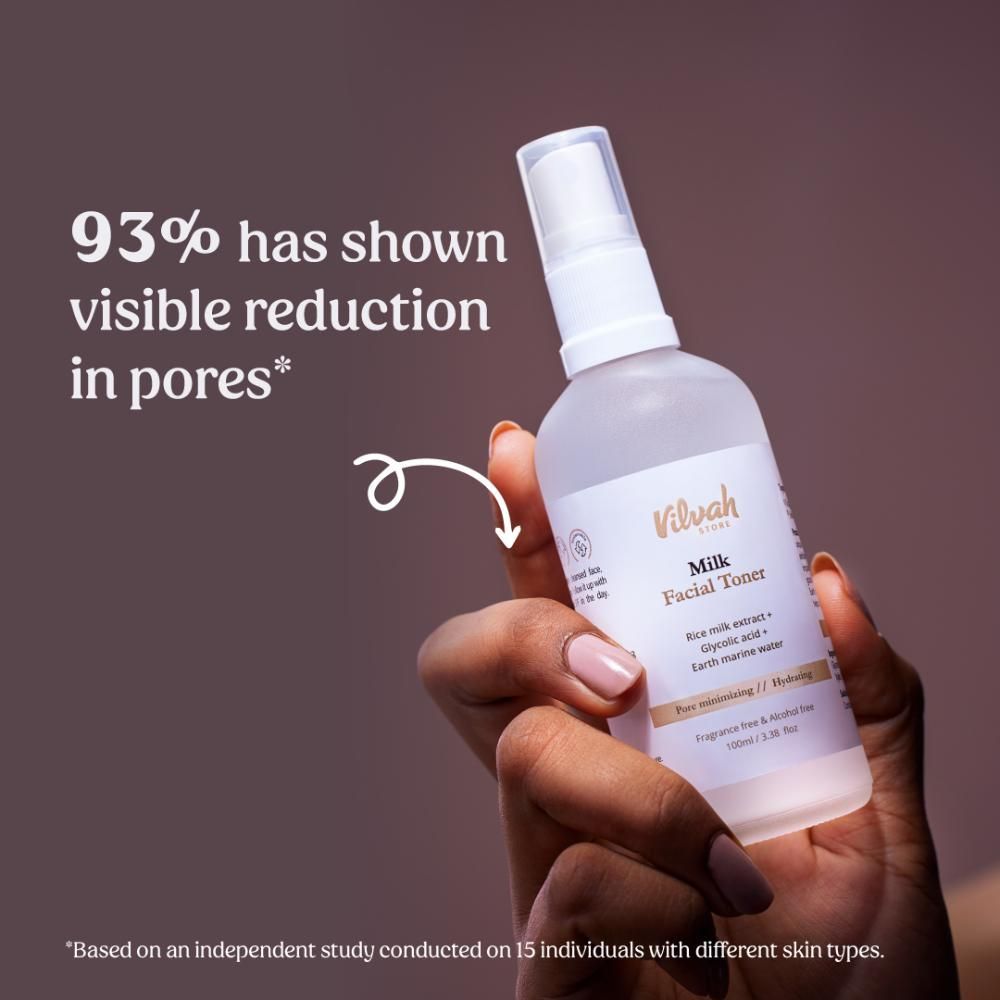 VILVAH Face Toner with Rice Milk extract, Glycolic acid & Earth Marine Water for Pore-minimizing