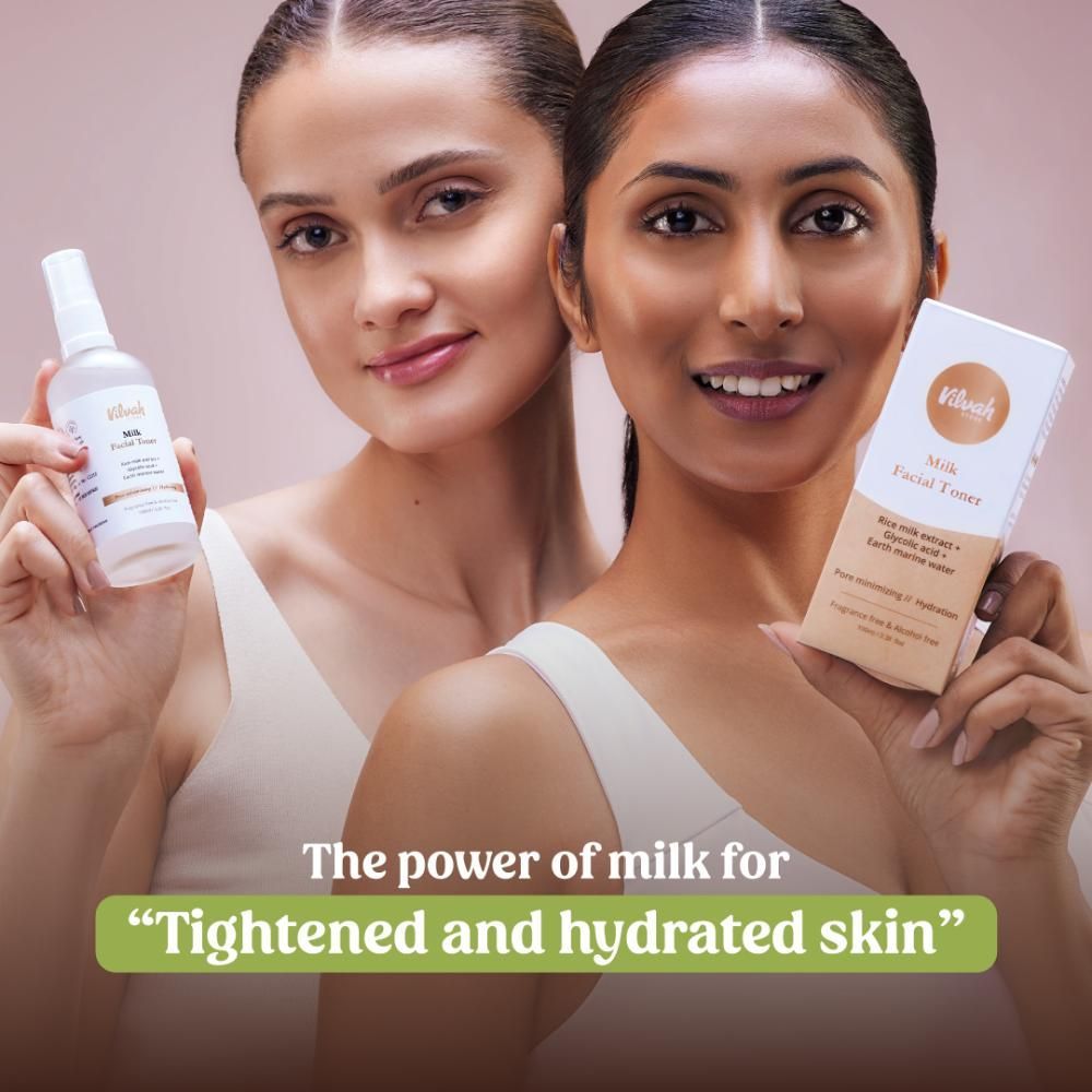VILVAH Face Toner with Rice Milk extract, Glycolic acid & Earth Marine Water for Pore-minimizing