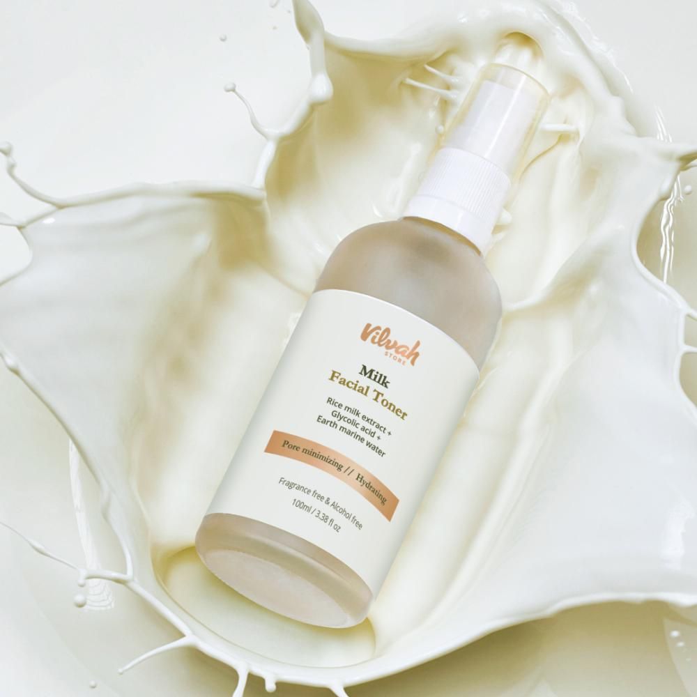 VILVAH Face Toner with Rice Milk extract, Glycolic acid & Earth Marine Water for Pore-minimizing