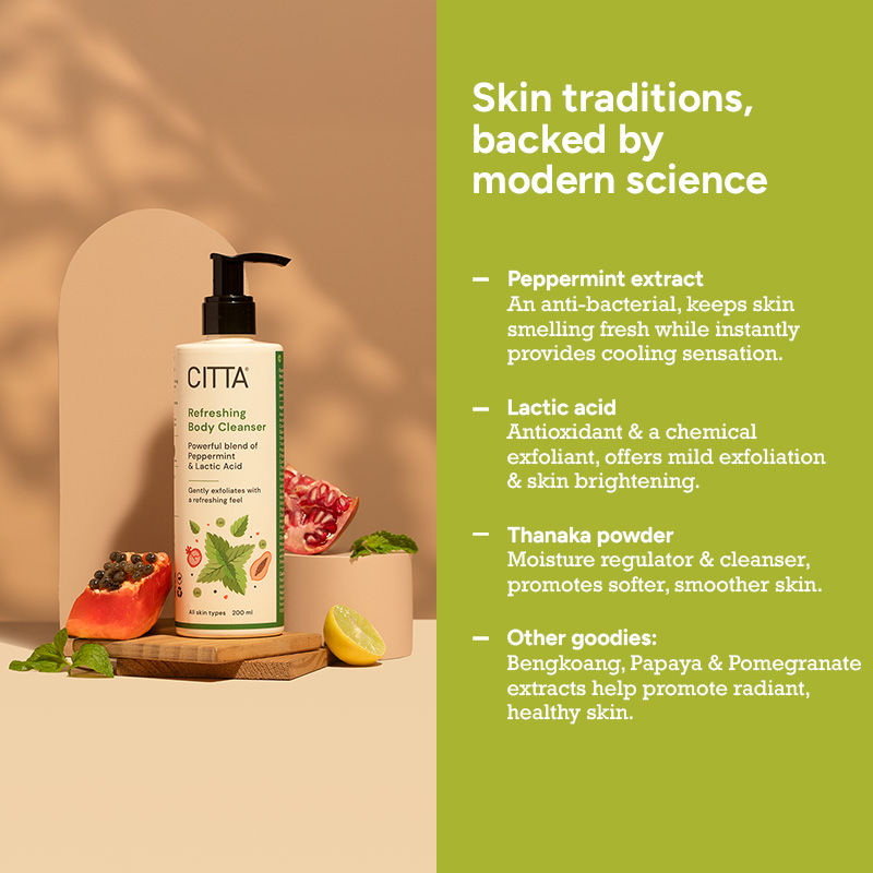 CITTA Refreshing Body Cleanser With Lactic Acid (AHA) Smoothens Skin & Maintains Hydration
