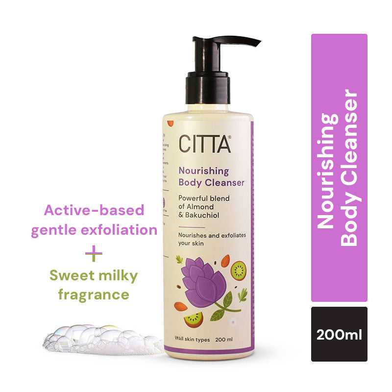 CITTA Nourishing Body Cleanser With Bakuchiol, Almond, Fruit extracts For Mild Daily Exfoliation