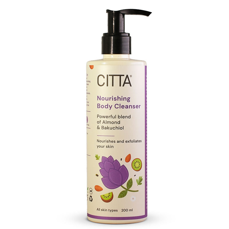 CITTA Nourishing Body Cleanser With Bakuchiol, Almond, Fruit extracts For Mild Daily Exfoliation