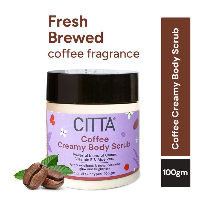 CITTA Coffee Creamy Body Scrub, Mild Exfoliation, Creamy, Moisturizing Base, Non-Irritating