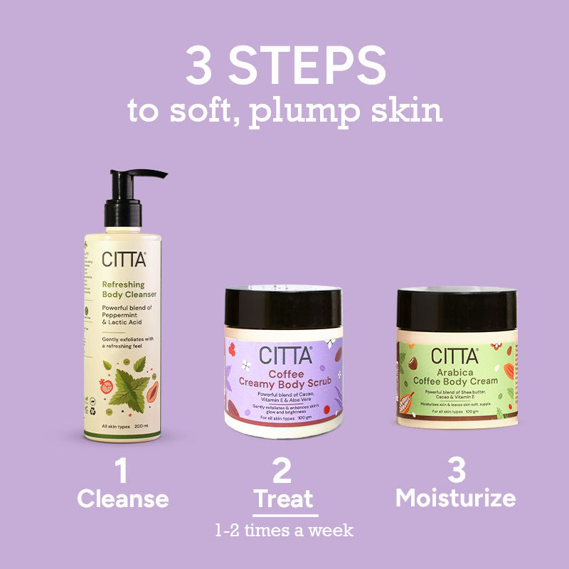 CITTA Coffee Creamy Body Scrub, Mild Exfoliation, Creamy, Moisturizing Base, Non-Irritating