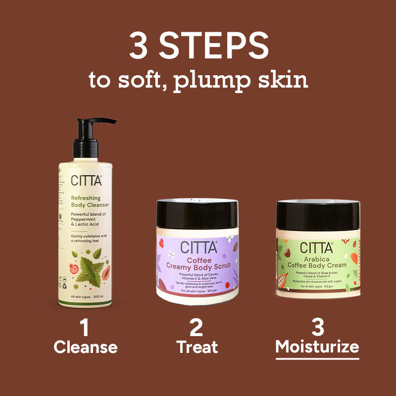 CITTA Arabica Coffee Body Cream, Moisturized, Glowing Skin with Indulgent Arabica Coffee Fragrance