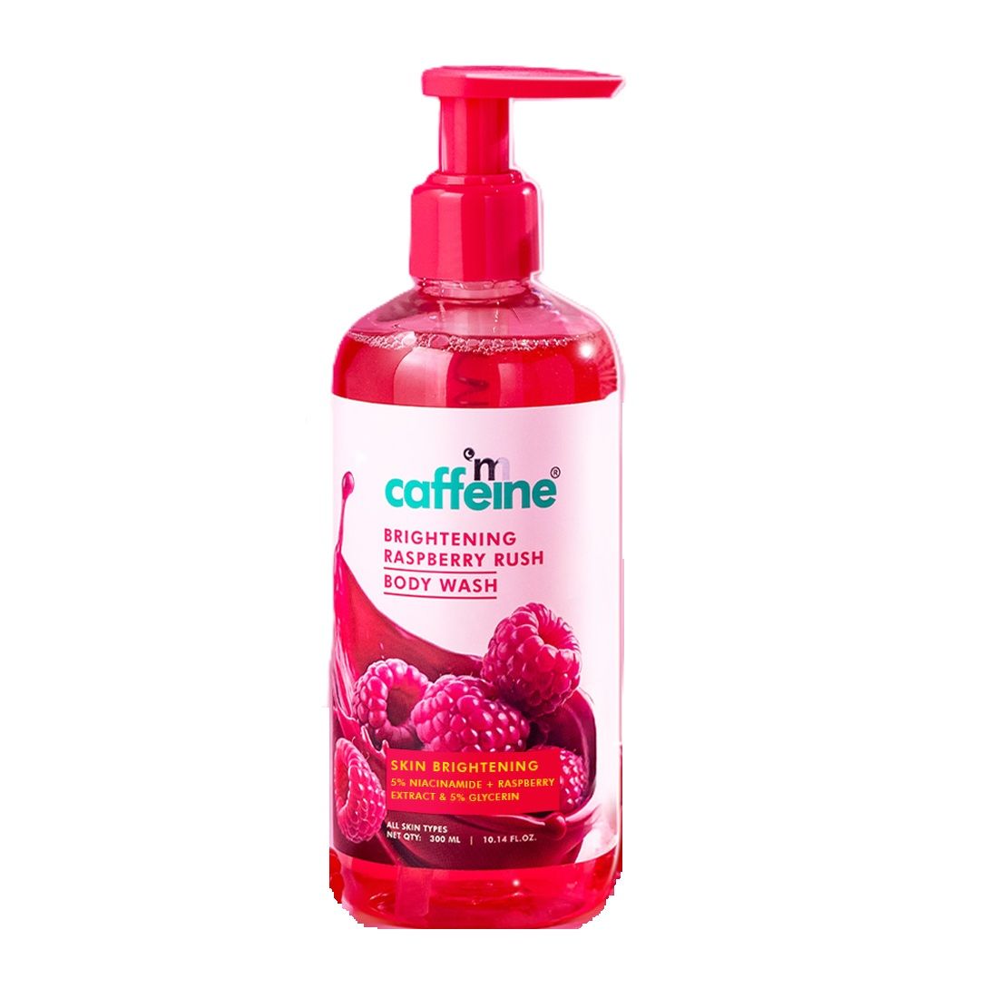 MCaffeine Brightening Body Wash 5% Niacinamide & Raspberry Boosts Glow, 5% Glycerine Softens Skin