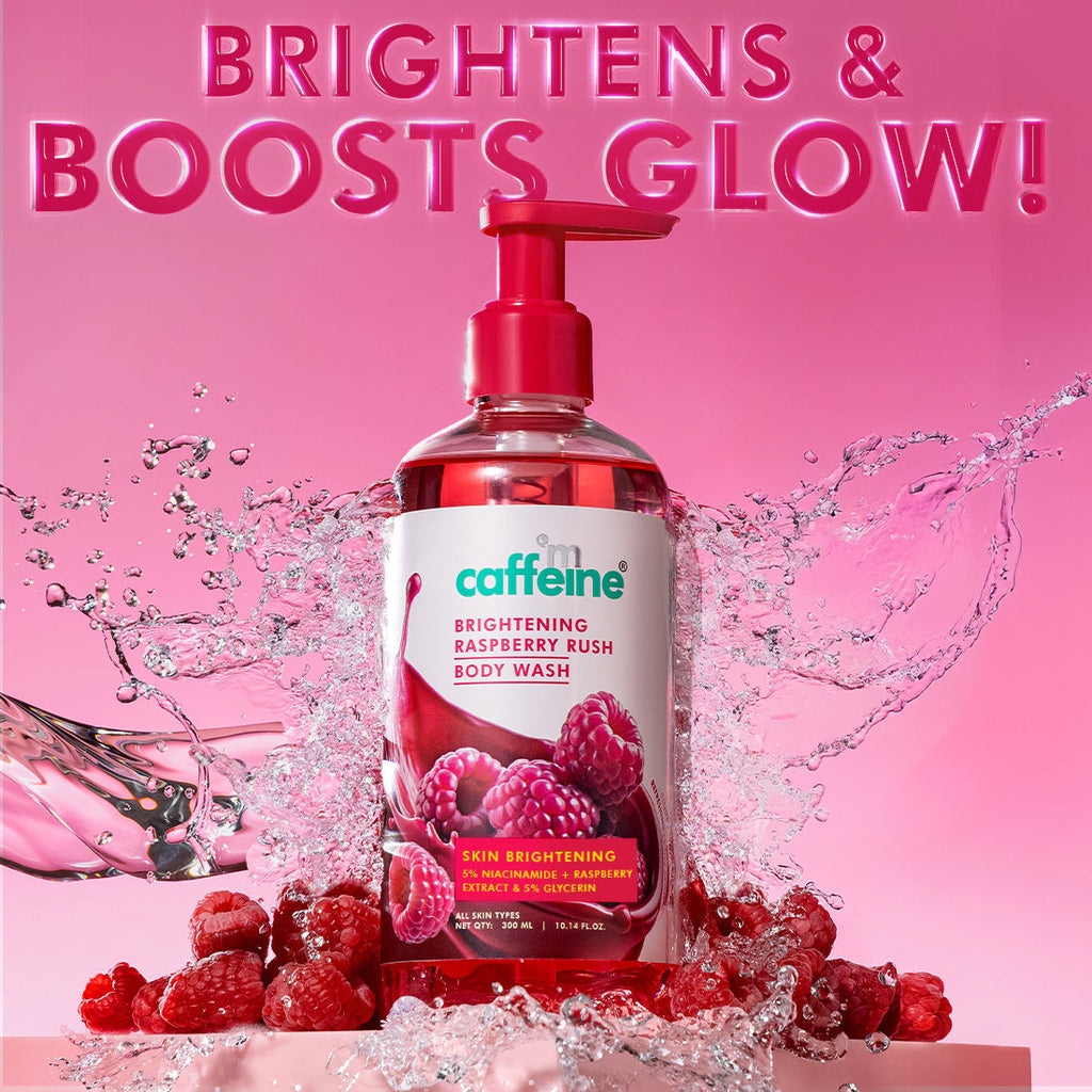 MCaffeine Brightening Body Wash 5% Niacinamide & Raspberry Boosts Glow, 5% Glycerine Softens Skin