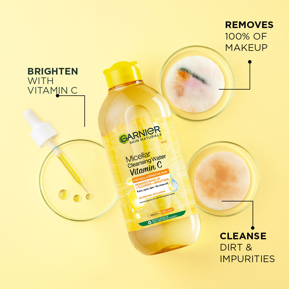 Garnier Vitamin C Micellar Water - Removes Makeup, dust & impurities For Dull Skin