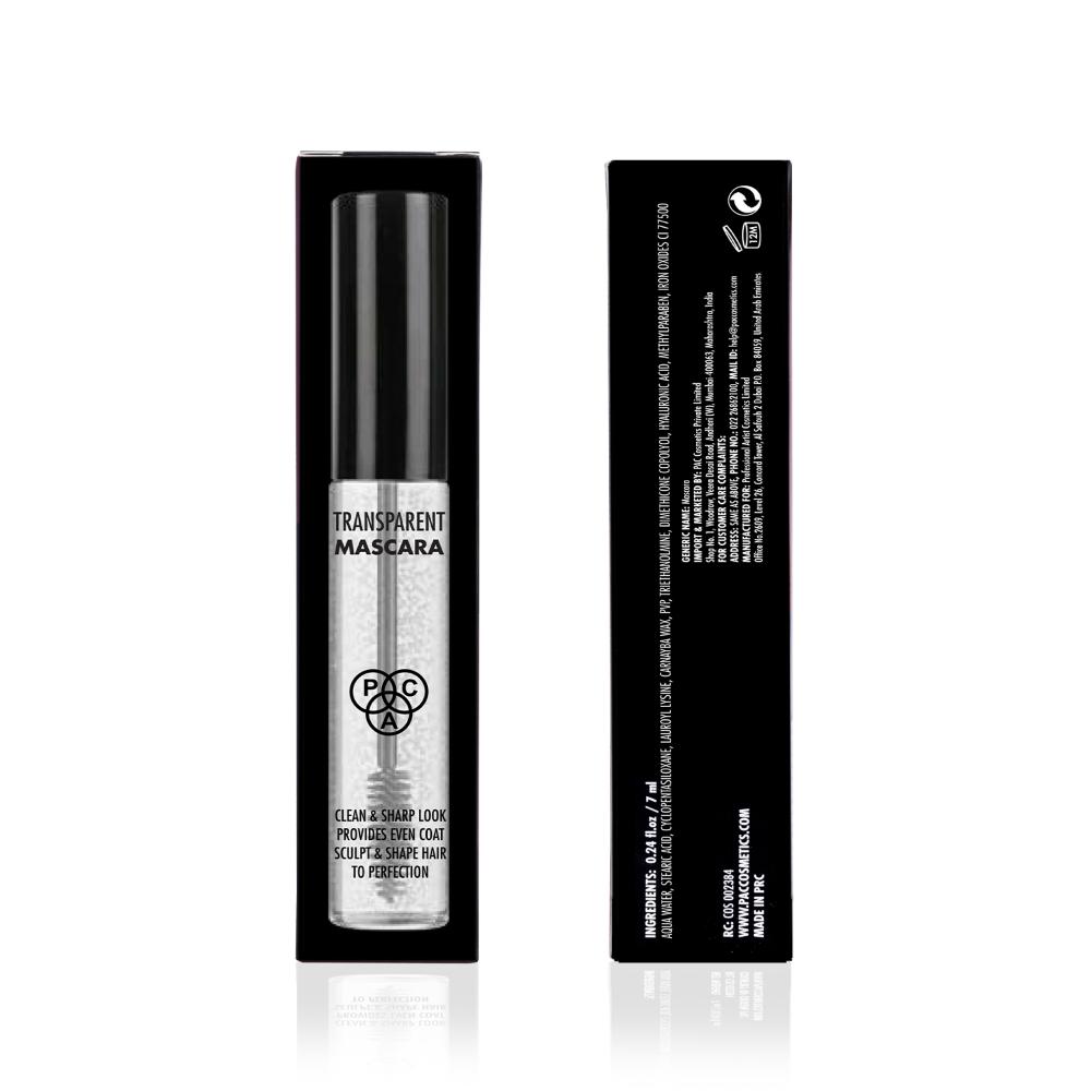 PAC Transparent Mascara - Holds Lashes & Eyebrows All Day Long, Clump-Free & Clear Gel Mascara