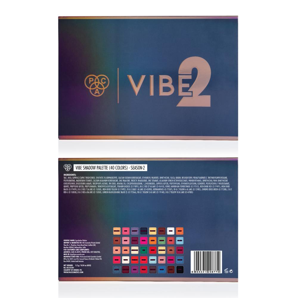 PAC Vibe Eyeshadow Palette X40 Season 2 - Blendable Formula, Intense Color Payoff, Richly Pigmented