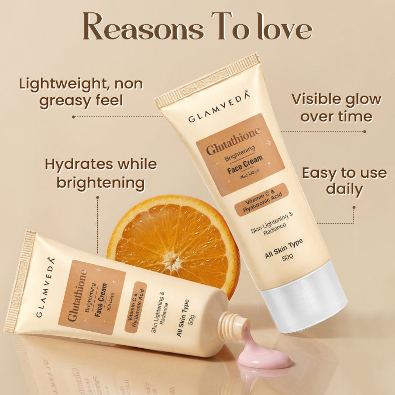 Glamveda Glutathione Skin Brightening Face Cream with Vitamin C | Lightweight, All Skin Type