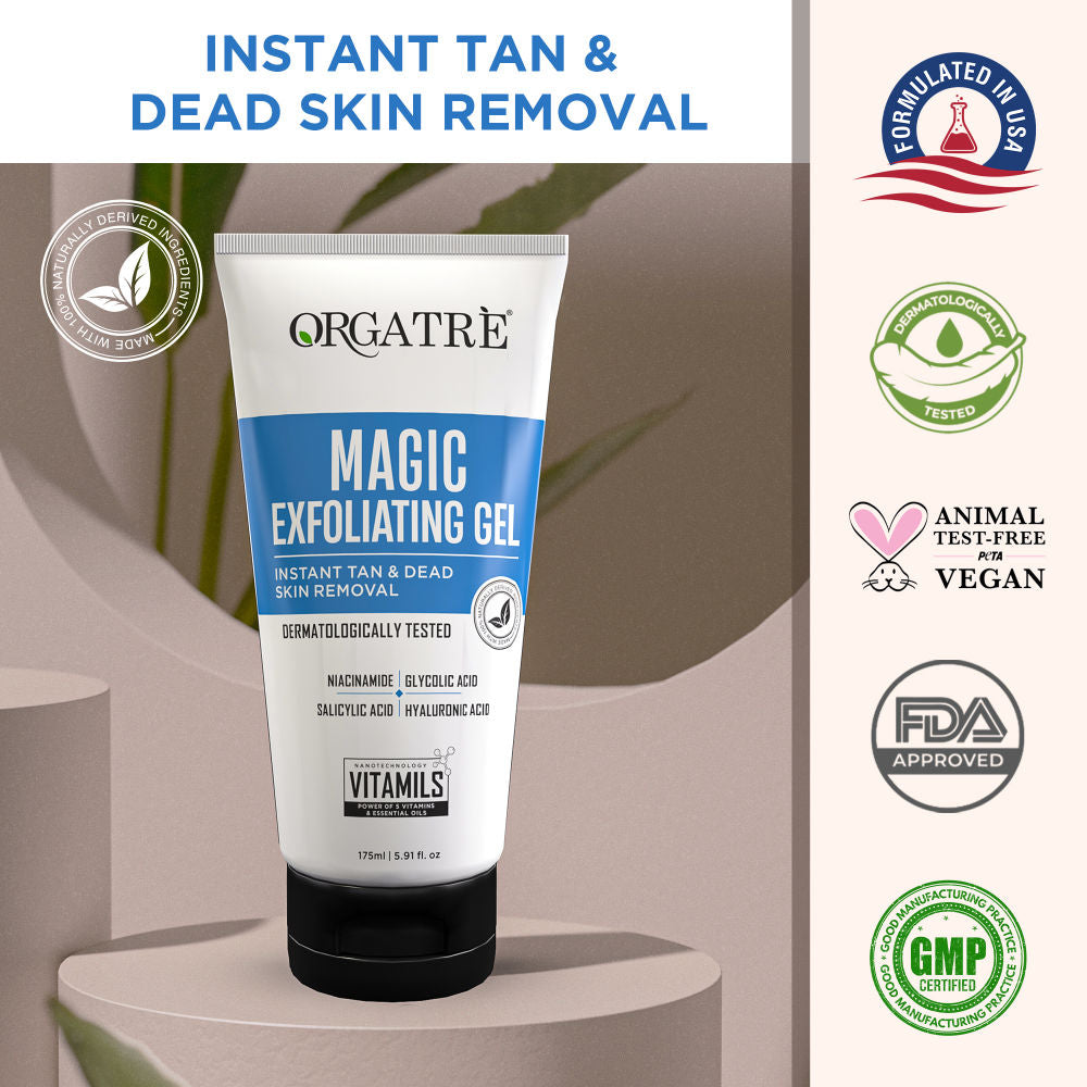 Orgatre Instant Tan & Dead Skin Removal Exfoliating Gel For Women & Men - Tanning Dead Skin Remover