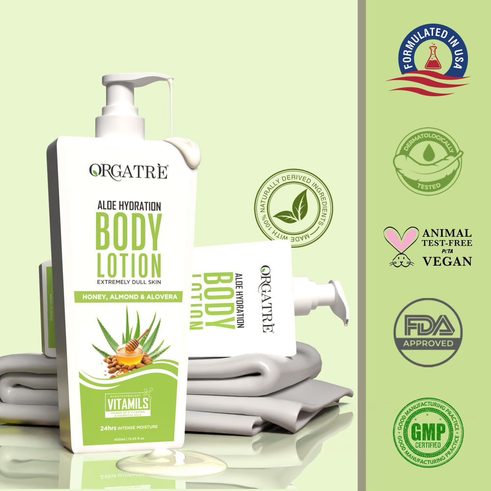 Orgatre Aloe Hydration Body Lotion Moisturizer - 24 Hrs Intense Nourishment For Dry & Dull Skin
