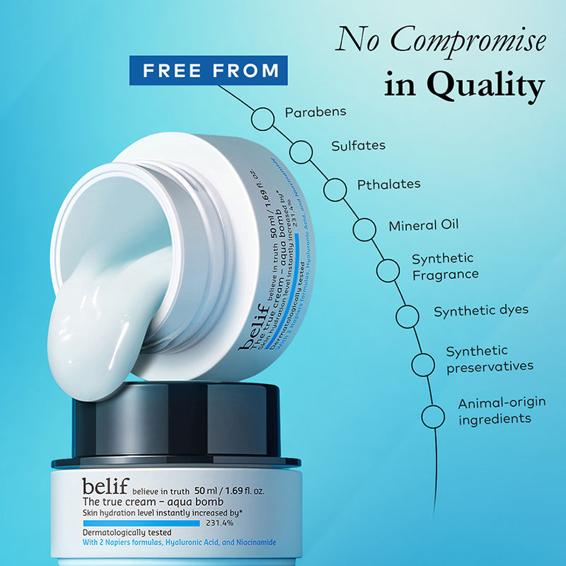 belif The True Cream Aqua Bomb, Dermat Tested Moisturizer, Increases Skin Hydration By 70%