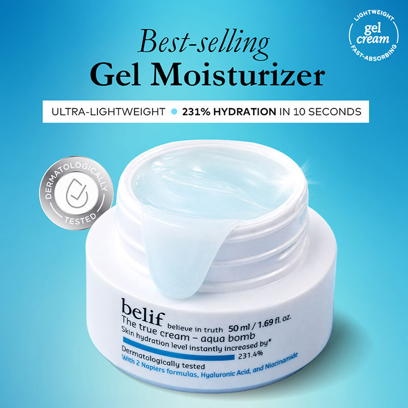 belif The True Cream Aqua Bomb, Dermat Tested Moisturizer, Increases Skin Hydration By 70%