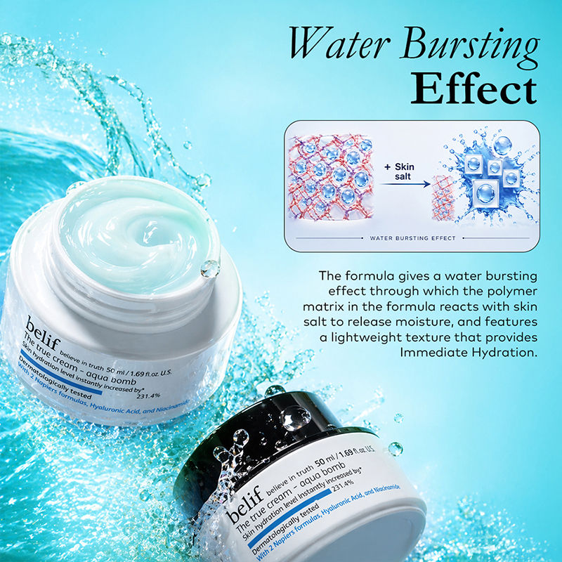 belif The True Cream Aqua Bomb, Dermat Tested Moisturizer, Increases Skin Hydration By 70%