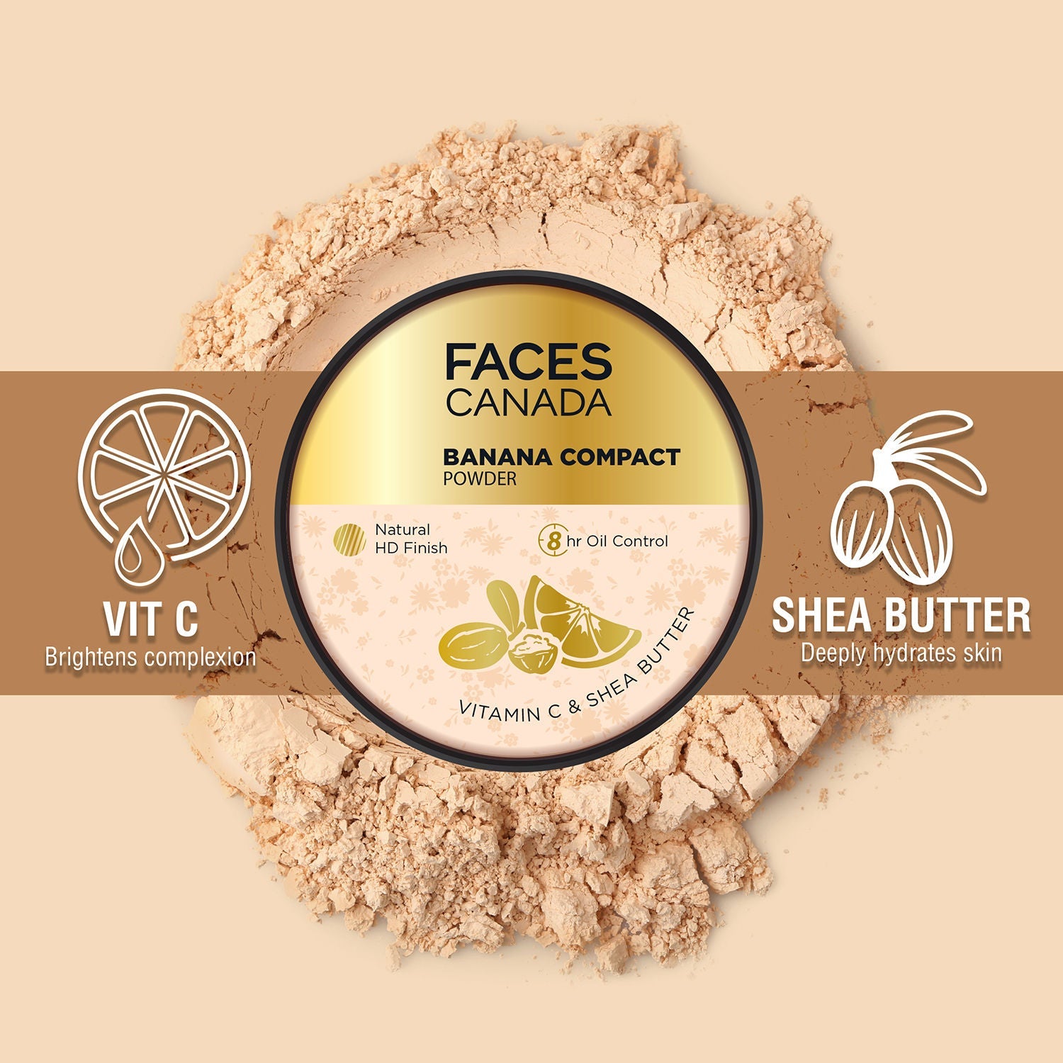 Faces Canada Banana Compact And Baking Powder With Vitamin C & Shea Butter