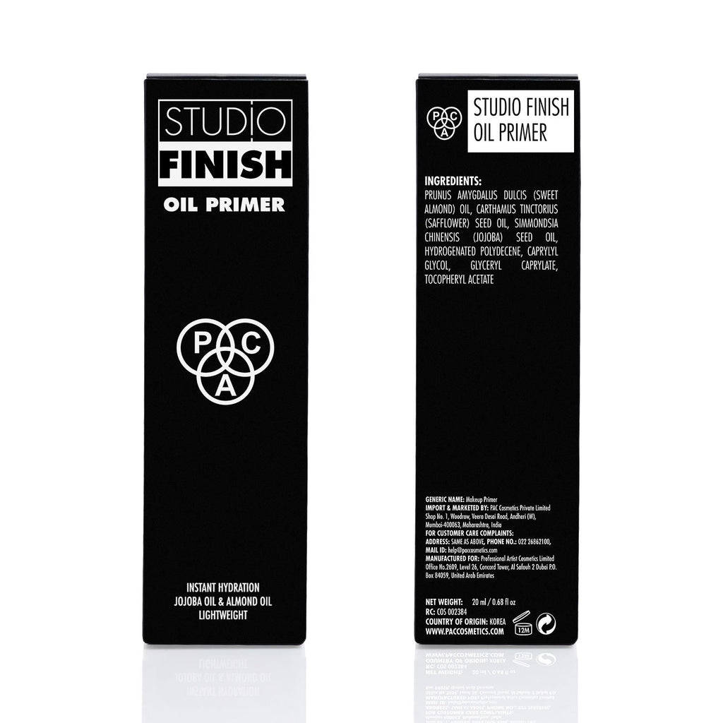 PAC Studio Finish Oil Primer For Dry Skin - UltraLight, Fast Absorbing, Jojoba Oil Hydrates Skin