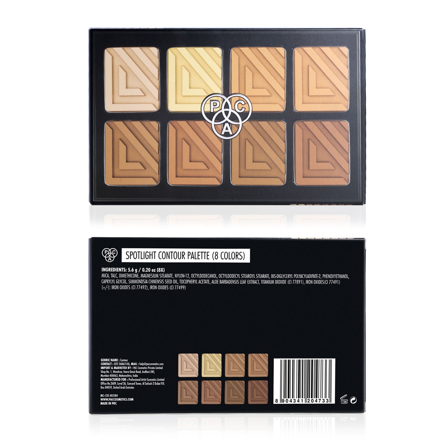 PAC Spotlight Contour Palette X8 - All in One MUA Palette, High Payoff, Shades for every Skin Tone