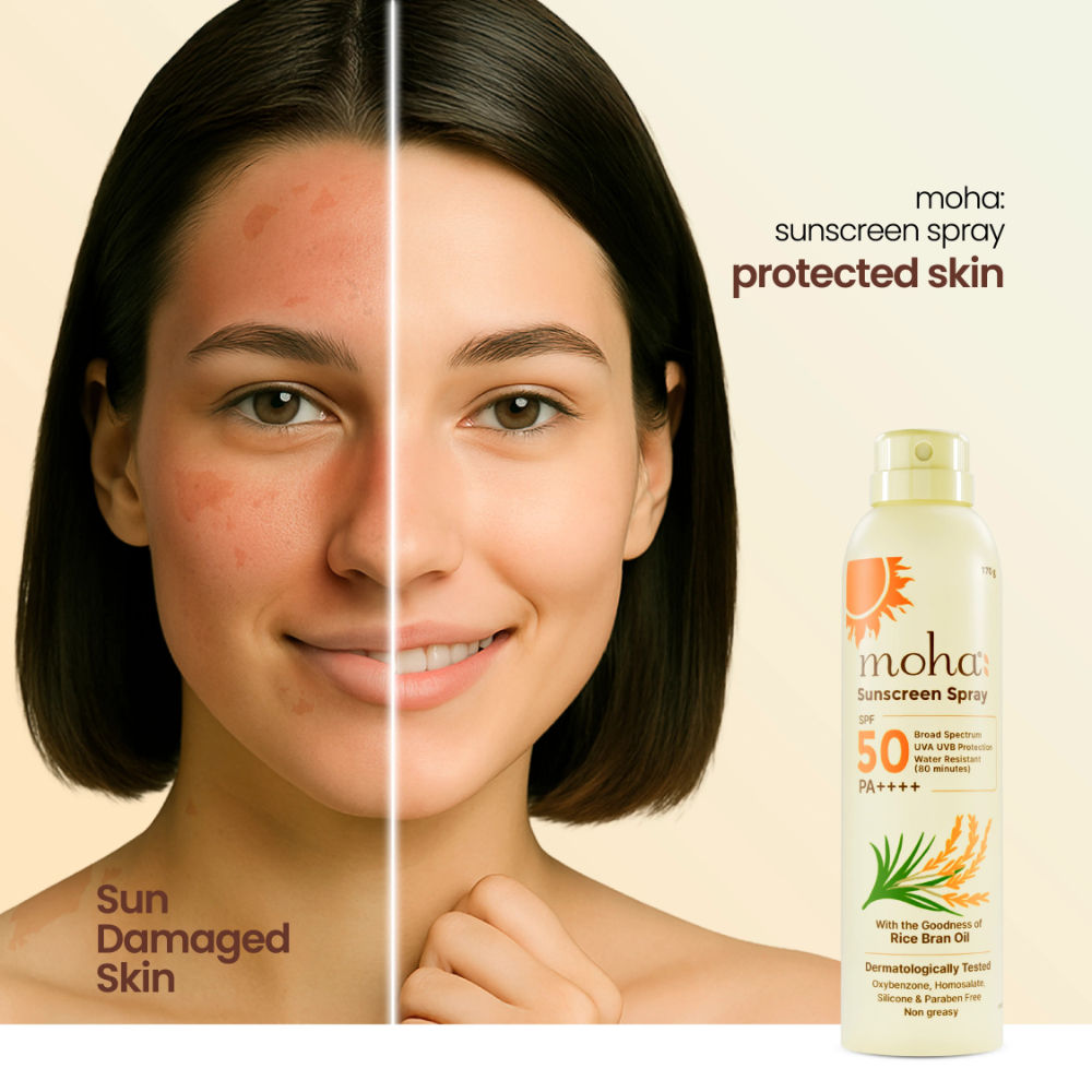 Moha Sunscreen Spray SPF 50 PA ++++ High Protection With Rice Bran Oil For Glowing Skin