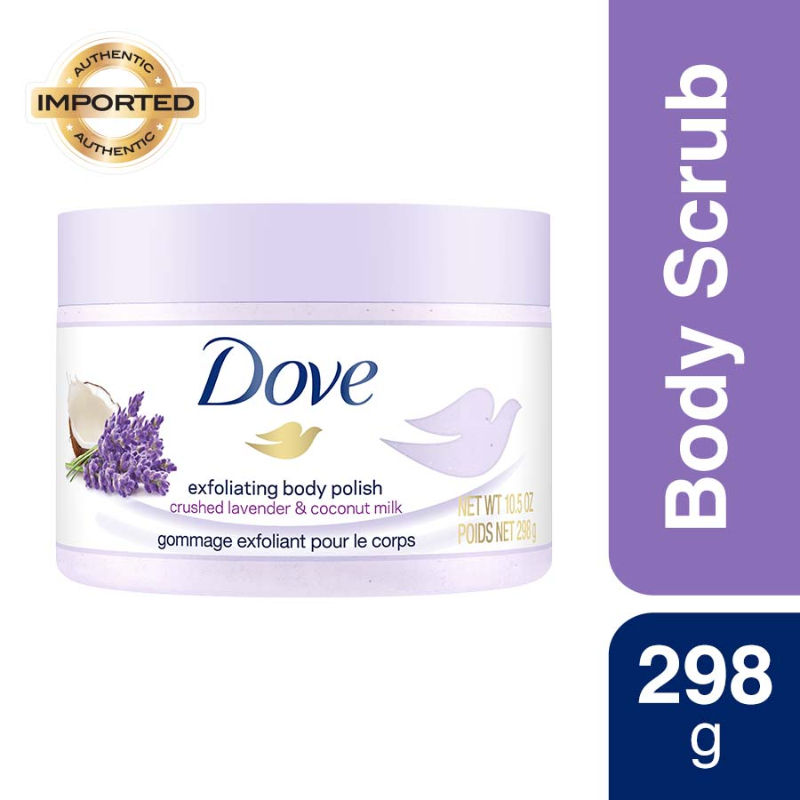 Dove Exfoliating Body Polish Scrub With Crushed Lavender And Coconut Milk