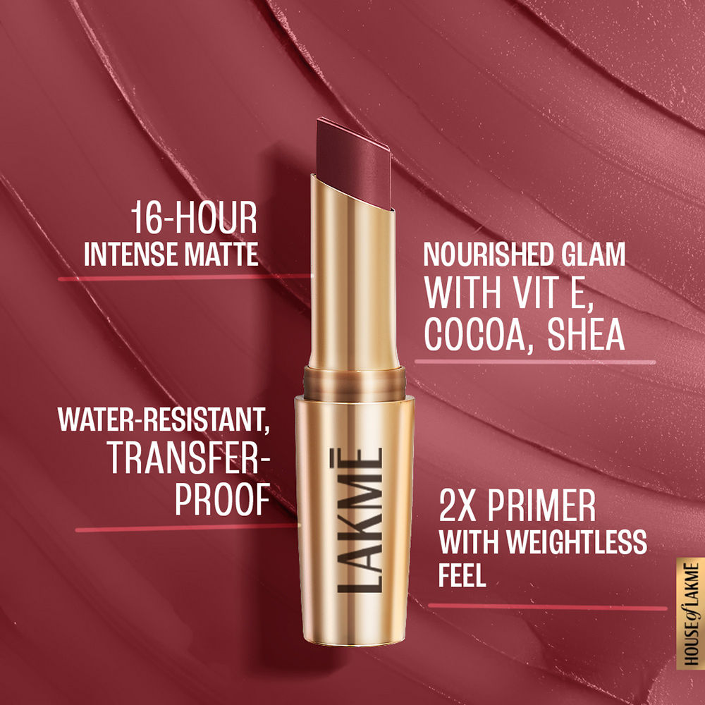 Lakme 9 To 5 Powerplay Priming Matte Lipstick, Lasts hrs