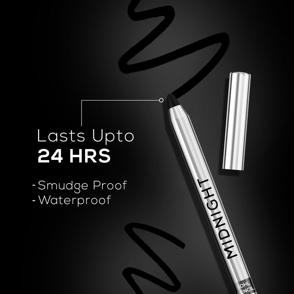 Renee Cosmetics Midnight Kohl Pencil, Waterproof, Smudge-proof, All-Day Kajal with Sharpener