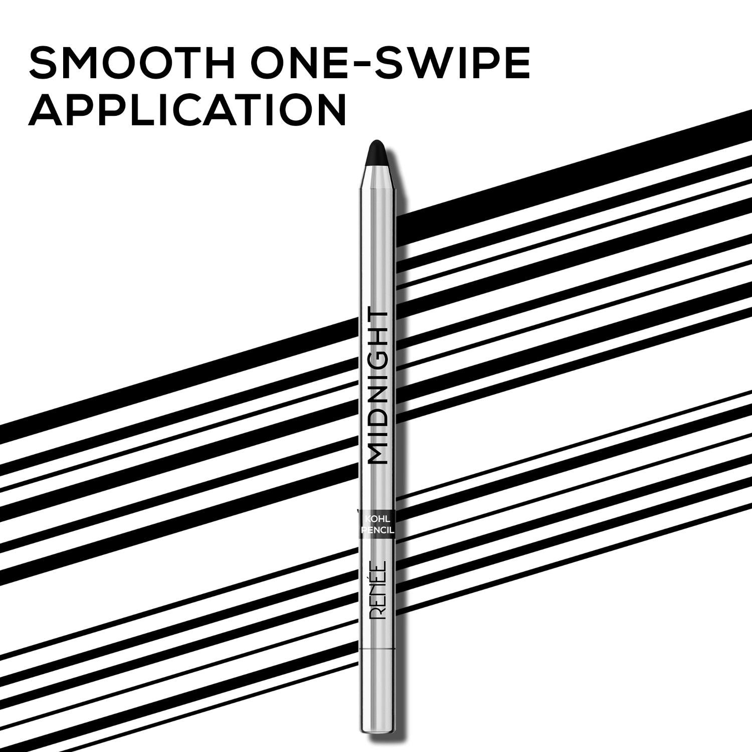 Renee Cosmetics Midnight Kohl Pencil, Waterproof, Smudge-proof, All-Day Kajal with Sharpener