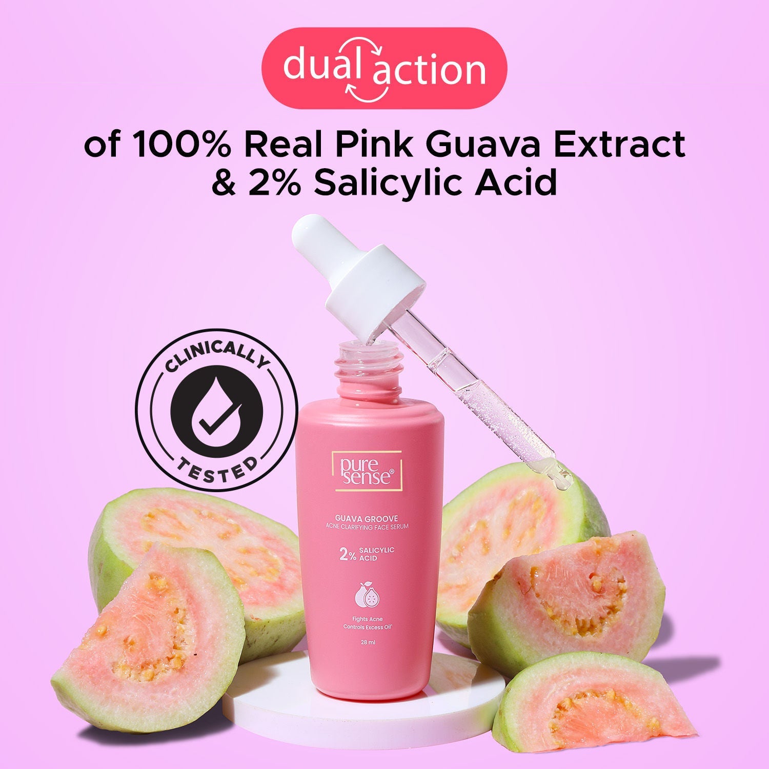 PureSense 2% Salicylic Acid Face Serum with Guava for Acne Prone Oily Skin