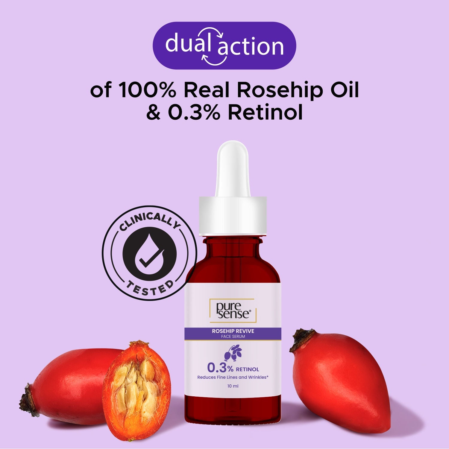PureSense 0.3% Retinol Face Serum for Anti Aging & Younger Looking Skin