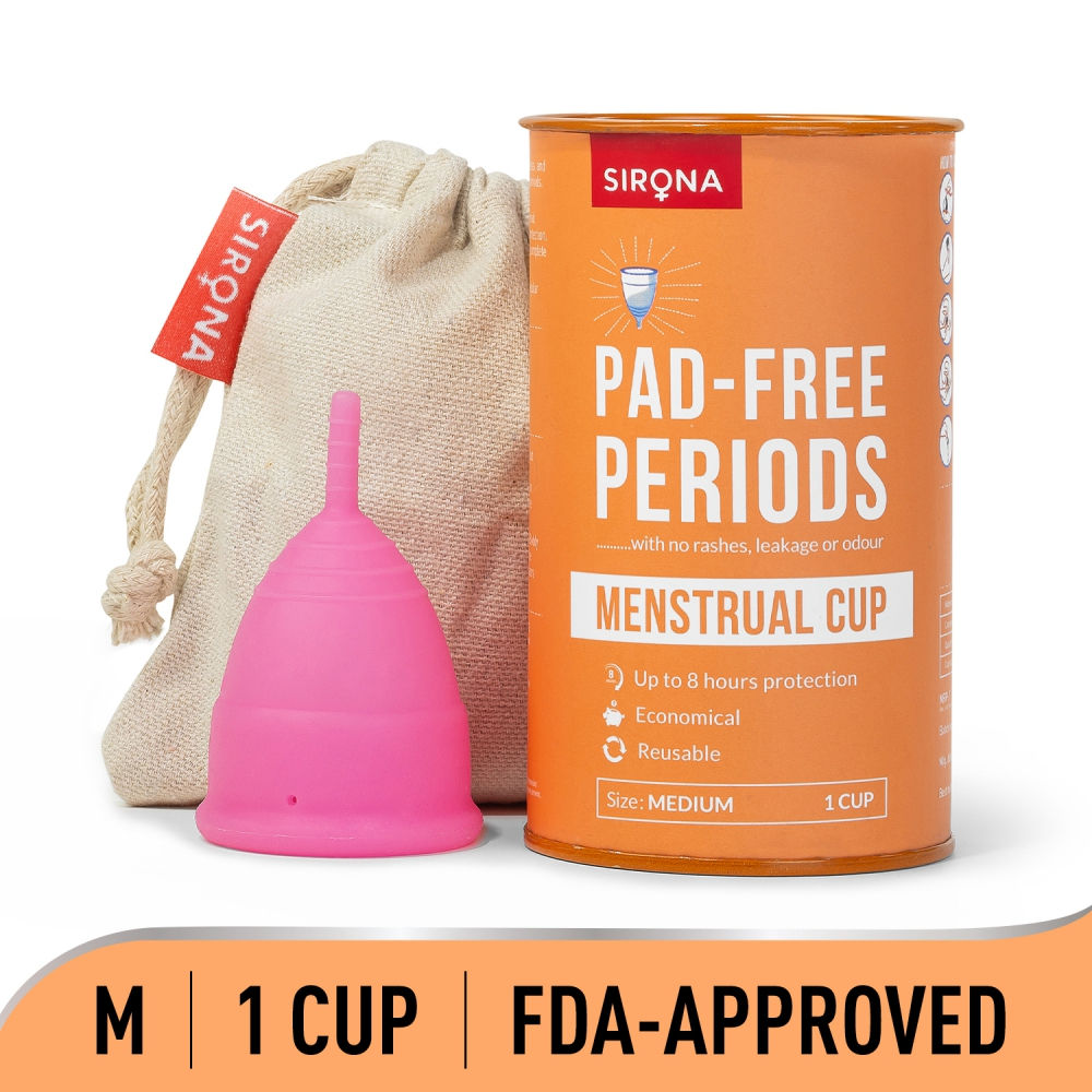Sirona Pad-Free Periods Menstrual Cup For Women Medium Protection For Up To 8 Hours