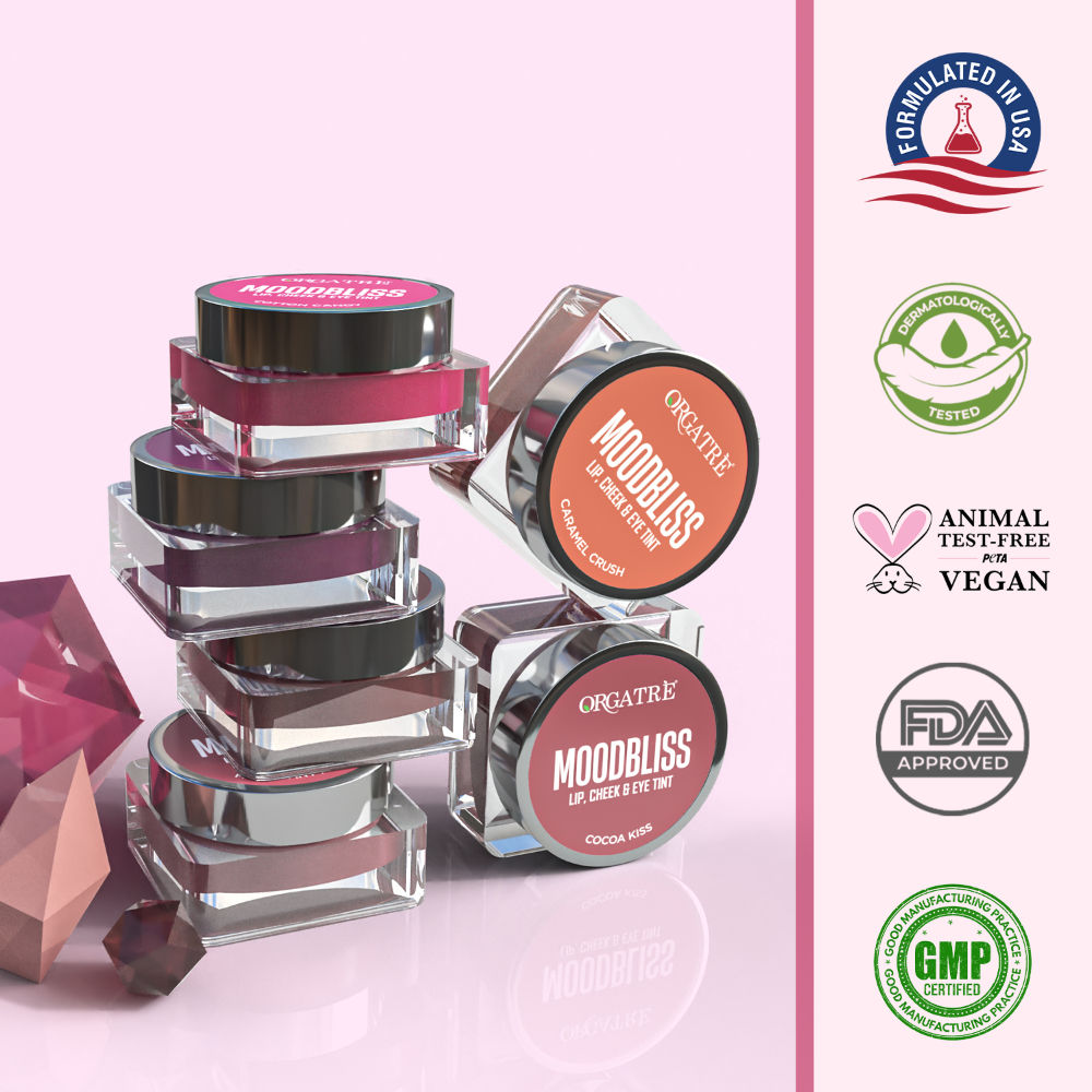Orgatre Moodbliss Blush Lip, Cheek & Eye Tint with Goodness of Kojic Acid & Retinol - Cotton Candy