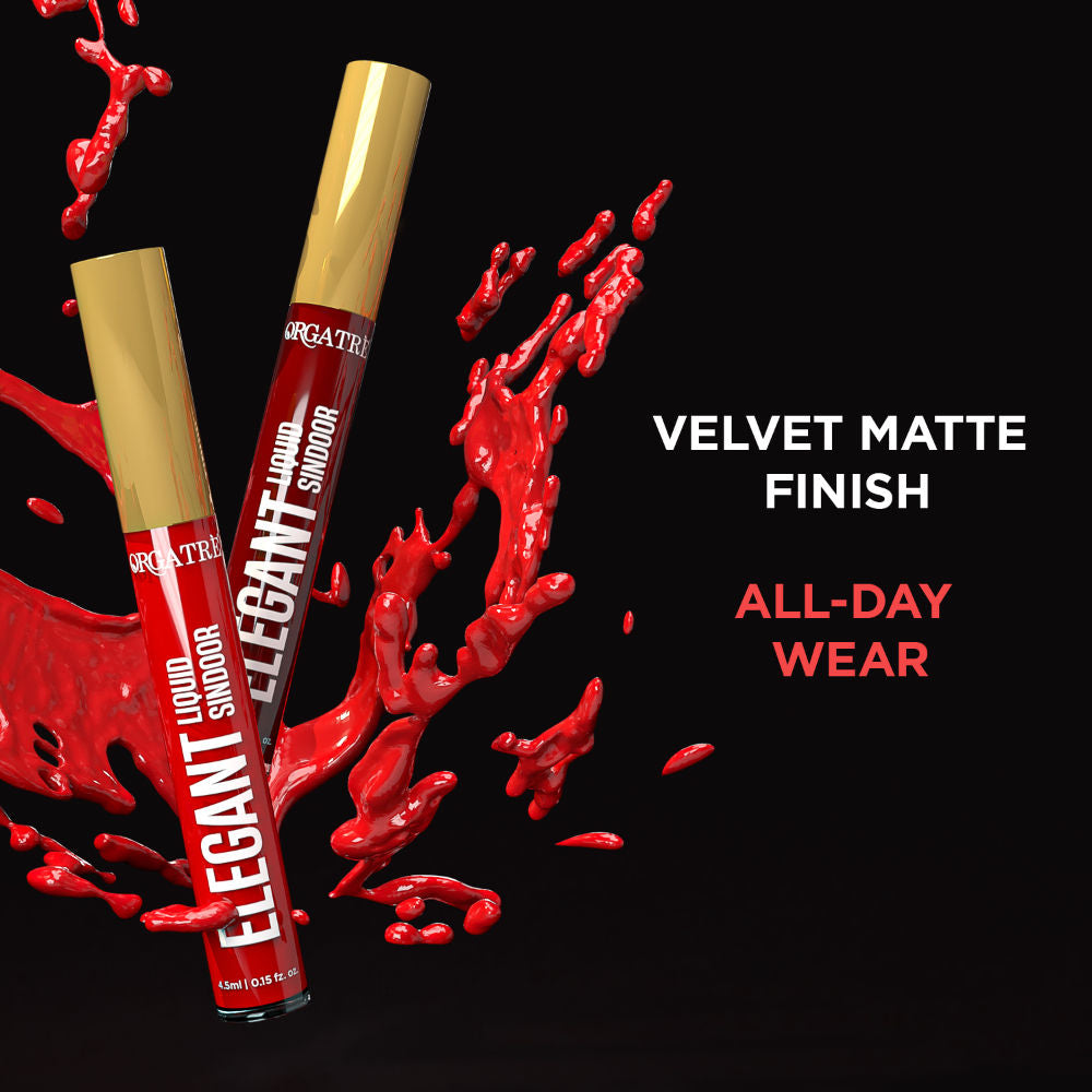 Orgatre Elegant Liquid Sindoor - Long-Lasting, Highly Pigmented, Skin-Friendly