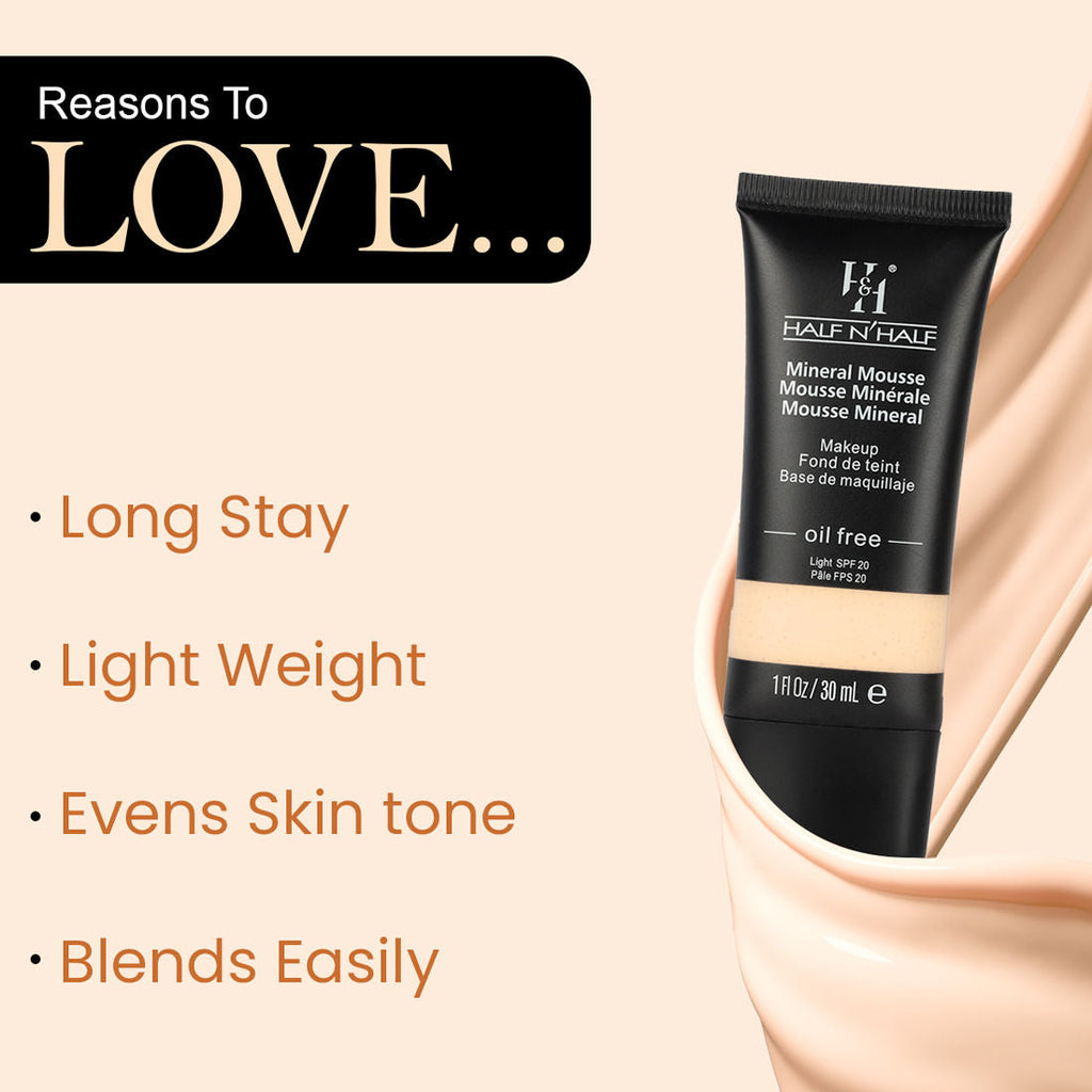 Half N Half Mineral Mousse Oil Free Foundation Light SPF 20